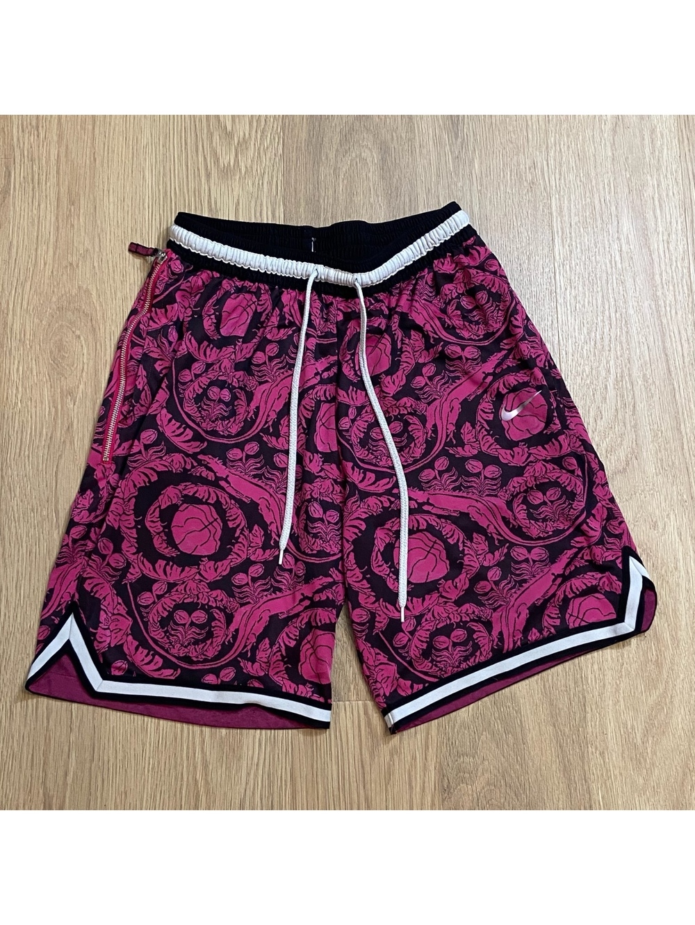 Nike Men's Basketball Shorts Dri-Fit DNA Pink Black Patterned Drawstring Waist